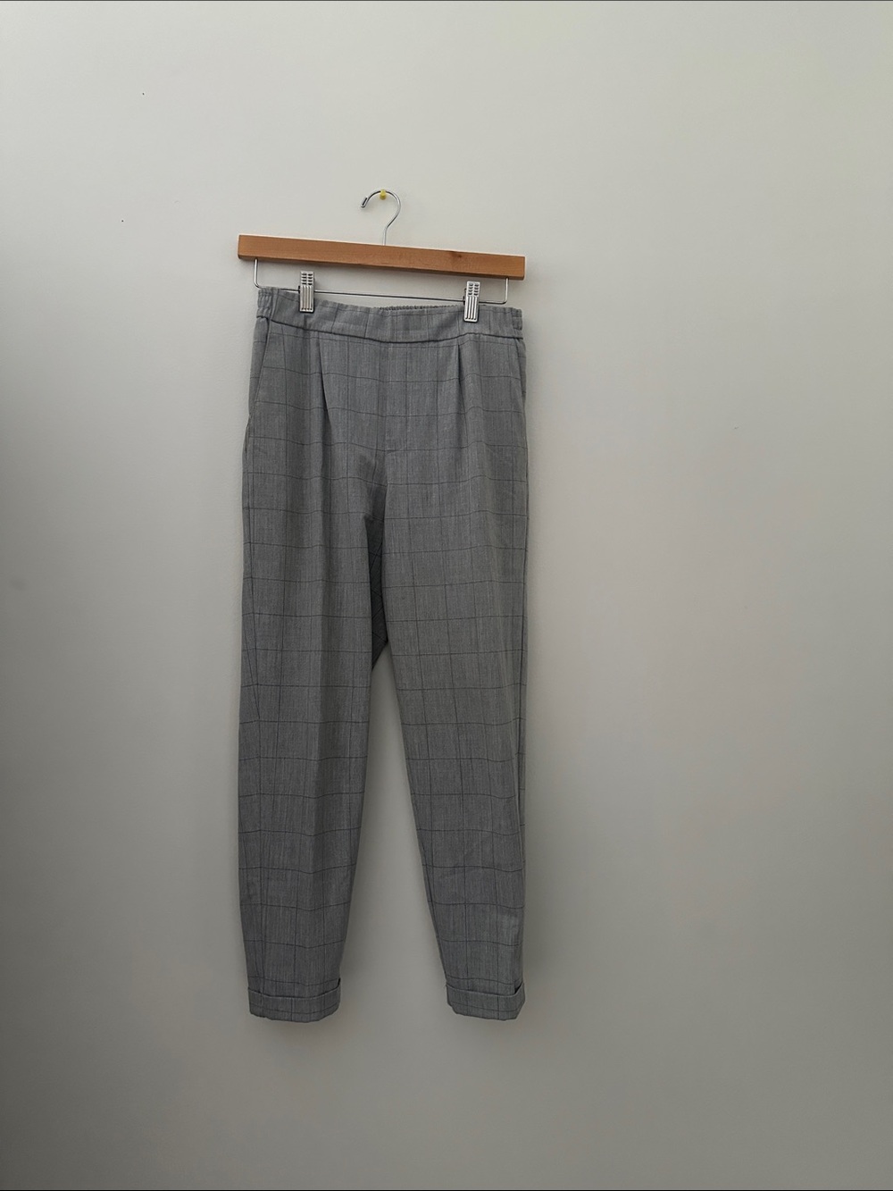 Pull&Bear Women's Gray Plaid Trousers